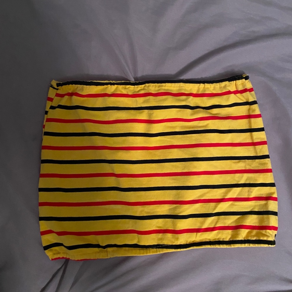 Yellow striped tube top